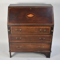 A Mid 20th Century Fall Front Bureau with Three Drawers to Base, Fitted Interior, 76cms Wide