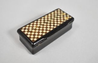 A 19th Century Rectangular Papier Mache Snuff Box with Hinged Lid Having Inlaid Micro Mosaic