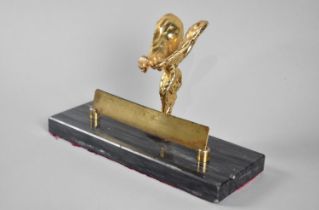 A Mid 20th Century Gilt Decoration Desk Top Pen Rest, The Spirit of Ecstasy, Set on Rectangular