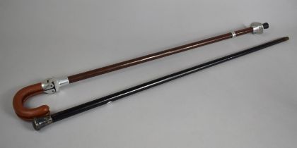 A Vintage Ebonized Walking Cane and a Shooting Stick