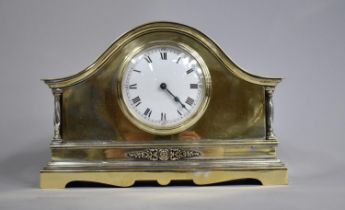 An Edwardian Silver Plated Mantel Clock with White Enamelled Dial, With Key but Movement in Need