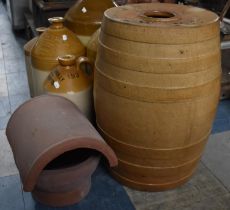 A Terracotta Chimney Top and a Stoneware Glazed Barrel