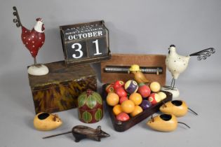 A Collection of Various Painted Wooden Bird and Animal Ornaments, Tealight Holders Etc together with