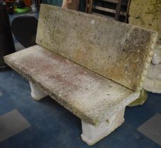 A Reconstituted Stone Garden Bench, 120cms Wide