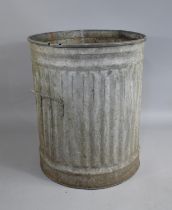 A Vintage Galvanised Iron Ribbed Bin with Twin Handles, 51cms High