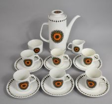 A 1970's J & G Meakin Coffee Set to comprise Six Coffee Cans, Saucers, Milk Jug and a Coffee Pot