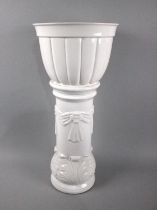 A White Glazed Jardiniere and Stand,58cm high