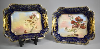 A Pair of Two Early Charles Field Haviland Limoges Hand painted Dishes with Central Poppy Design and