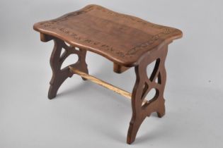 A Far Eastern Carved Rectangular Occasional Table/Stand, Pierced Supports, 35cms Wide