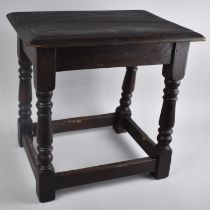 A Stained Oak Rectangular Stool, 46cms Wide