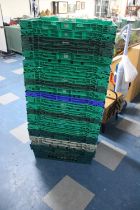 A Collection of Twenty-three Supermarket Heavy Duty Plastic Stacking Crates