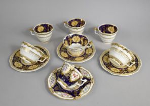 Three Early 19th Century John Yates Porcelain Trios, pattern No 1209 C.1825 together with a