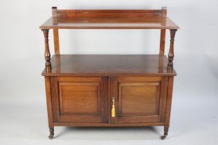 An Edwardian Mahogany Galleried Buffet with Panelled Doors to Cupboard Base, 107cms Wide