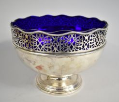 An Early/Mid 20th Century Silver Plated Circular Bowl with Pierced Wavy Rimmed Border and Original