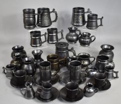 A Large Collection of Various Prinknash Black Glazed Pottery Items to comprise Tankards, Vases Etc