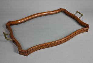 An Edwardian Inlaid Walnut Framed Rectangular Tray with Two Brass Handles, 59cms Wide