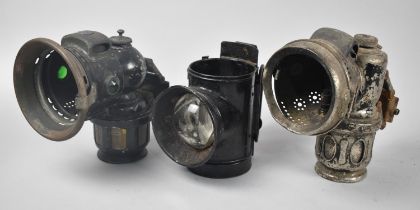 A Collection of Three Various Carbide Bicycle Lamps, All with Condition issues