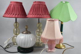 A Collection of Various Modern Table Lamps, Most with Shades