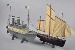 Two Modern Models of Steam Ship and Sailing Boat