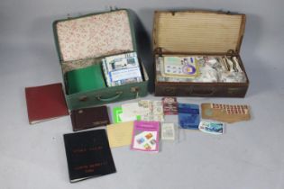 A Vintage Leather Case Containing Large Quantity of Loose Stamps together with a Second Case