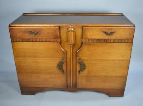 A 1950s Oak Sideboard with two Drawers and Cupboard Base, Galleried Back, 172cms Wide