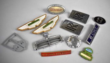 A Collection of Various Car Badges to include Rolls Royce, Aston Martin Etc
