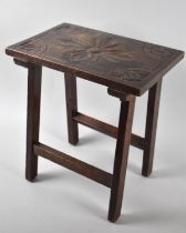 An Edwardian Carved Oak Rectangular Stool, 34cms by 23cms