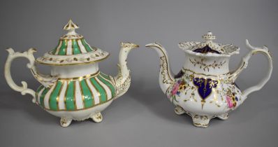 Two Early/mid 19th Century English Porcelain Teapots to comprise Worcester 'Adelaide' Shape Teapot