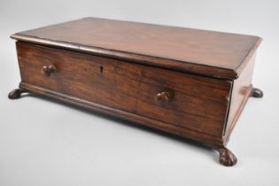 A 19th Century Mahogany Ladies Glove Box with Single Fitted Long Drawer, Four Claw Feet and Complete