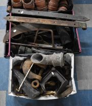 Two Boxes of various Metalwares to include Bolts, Shoe Last, Axe Head Etc