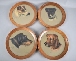 A Set of Four Circular Amy Scott Prints Depicting Dogs, 22cms Diameter