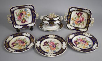 A 19th Century Newhall Part Service to comprise Three Plates, Two Dishes with Pierced Handles and