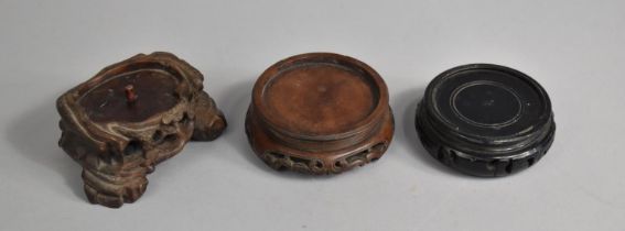 Three Various Chinese Carved Wooden Stands to include 19th Century Example of Naturalist Form with