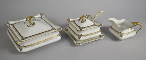 A Soho Pottery Solian Ware Three Piece Service to comprise Small Tureen with Under Tray, Lid and