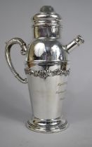 A Nice Quality Sheffield Plated Cocktail Shaker Jug Inscribed "Capt RWJ Arthur RA from Captains