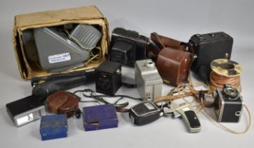 A Collection of Various Vintage Cameras, Photographic Accessories, Projector Etc