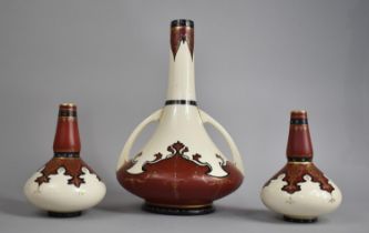 A Early 20th Century Secessionist Vase Garniture, Possibly Burmantofts, All Decorated with