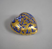 A Coalport Transfer Printed and Gilt Decorated Heart Shaped Box, Birds and Bamboo Pattern, 8cms by