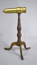 A Victorian Brass and Steel Gophering Iron on Tripod Base, 24.5cms High