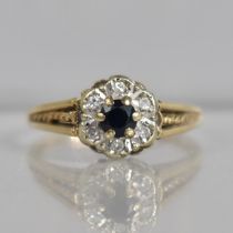 A 9ct Gold Sapphire and Diamond Cluster Ring, 2.6g, Size Q