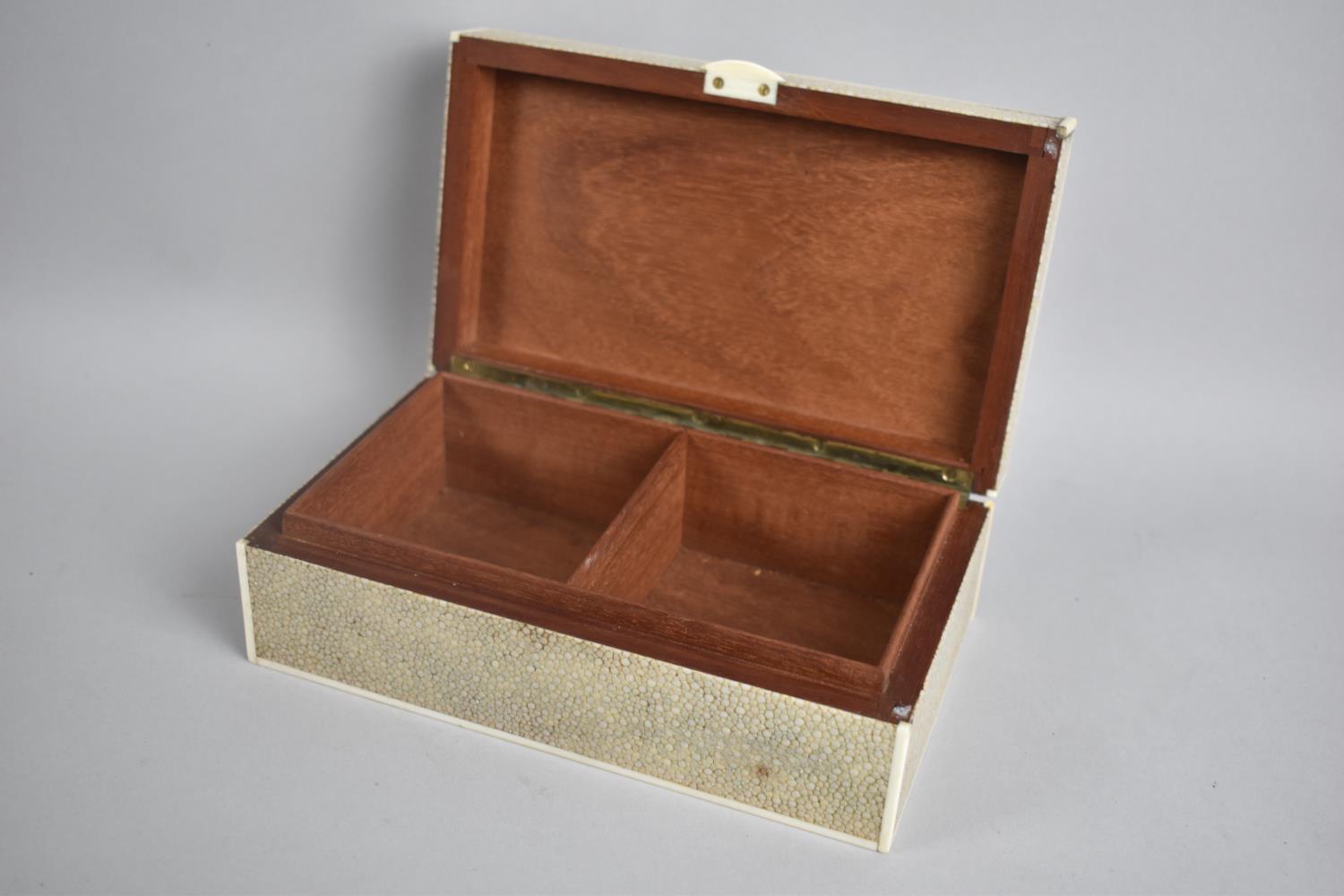 An Edwardian Shagreen Two Division Wooden Lined Cigarette Box, 17.5cm Wide - Image 2 of 2