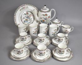 A Wedgwood Kutani Crane Pattern Coffee Set to Comprise Six Coffee Cans, Saucers, Side Plates,