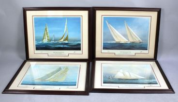A Set of Four Framed Limited Edition Prints, "Yachts of the Americas Cup", 53x43cm and all Signed by