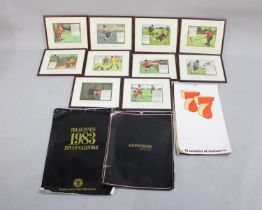 Three 1970s/80s Guinness Calendars Together with Ten Framed Perrier Water Golfing Cartoons