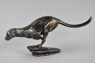 A Cast Metal Bronze Effect Study of a Cheetah in Full Flight, 30cm Long, +VAT