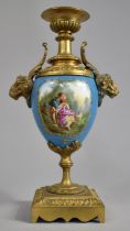 A 19th Century Sevres Style Porcelain and Ormolu Mounted Candlestick of Urn Form with Courting