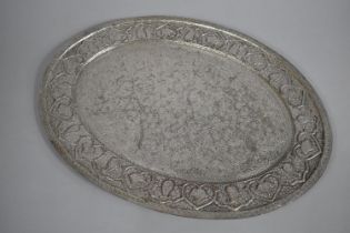 An Oval Silver Plated North Indian Platter, 48cm wide