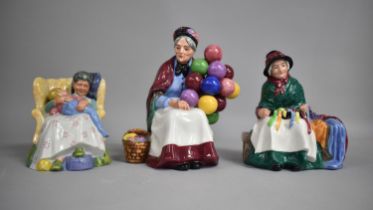 Three Royal Doulton Figures, Sweet Dreams HN2380, Silks and Ribbons HN2017 and The Old Balloon