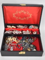 A Fitted Jewellery Case Containing Various Costume Jewellery to comprise Brooches, Earrings,