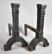 A Pair of Vintage Cast Iron Large and Heavy Fire Dogs, 40cm High and 37cm Deep